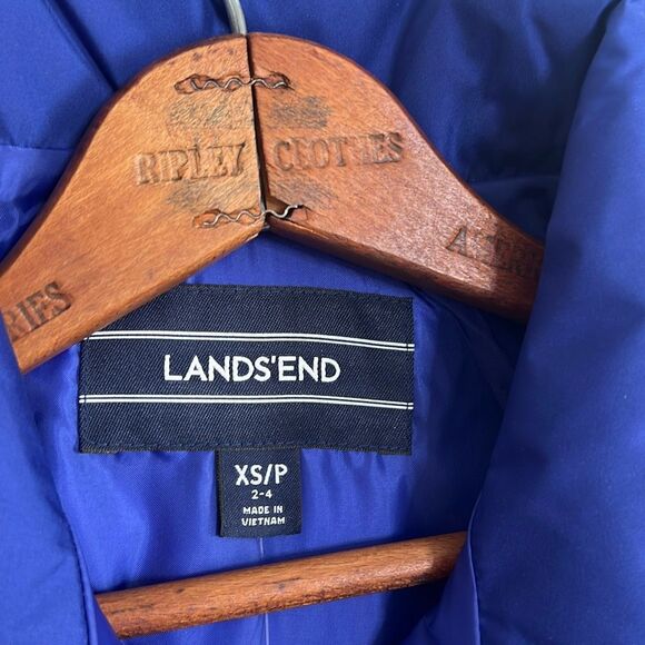 NWT Lands' End Hyper Dry Allied Feather 600 Down Zip Up Puffer Vest Blue Size XS - Picture 7 of 10